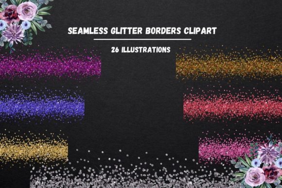26 Colorful Seamless Glitter Borders Clipart for Vibrant Designs