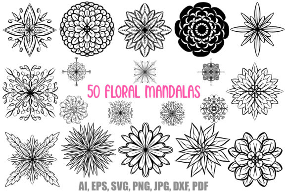 50 Floral Flower Mandala Color in SVG: A Designer's Essential Asset