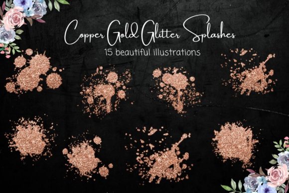 Copper Gold Glitter Splashes Collection: Elevating Dark Backgrounds