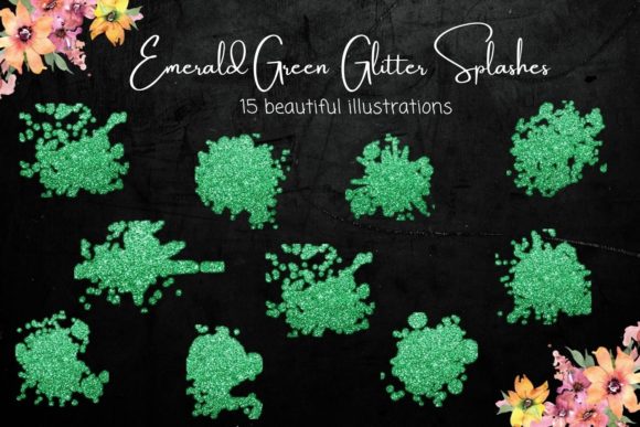Emerald Green Glitter Splash: A Sparkling Design Asset