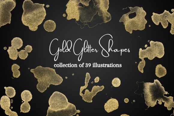 Gold Glitter Shapes Clipart: Elevate Your Digital Designs