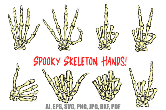 Spooky Design Assets: Skeleton Zombie Hands and Fingers SVG